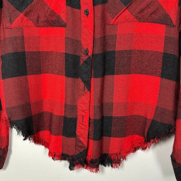 Cloth & Stone Red & Black Gingham Button Down Shirt Women's XS - Picture 4 of 6